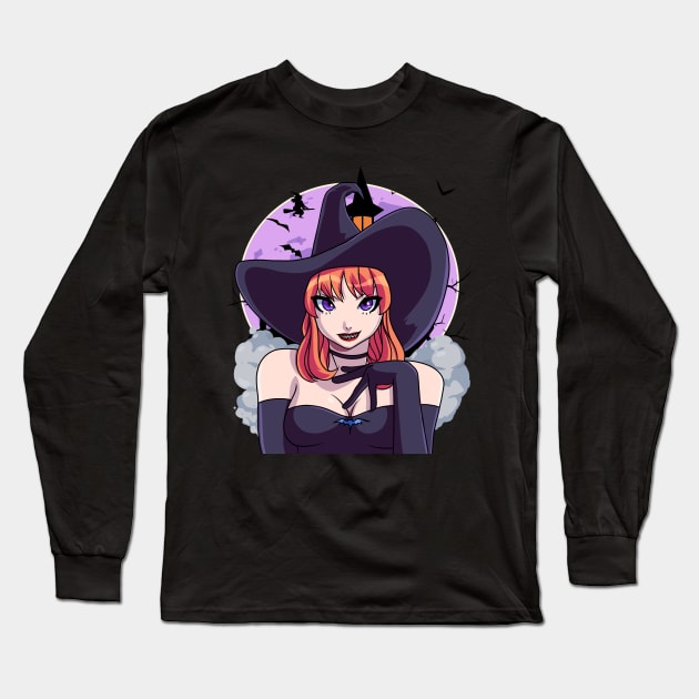 Sexy Witch Happy Halloween Long Sleeve T-Shirt by Noseking